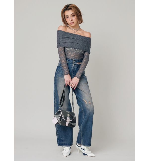 EVRIS「レースオフショルカットトップス」|Tシャツ・カットソー|