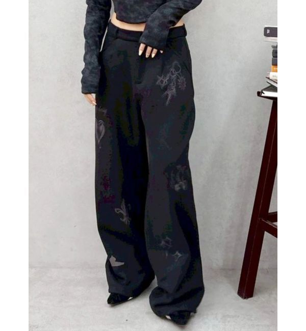 EVRIS「グラフィックプリントスウェットパンツ」|その他|ブラック