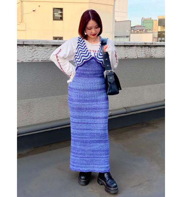 jouetie「マルチボーダーニットワンピース」|ワンピース|パープル