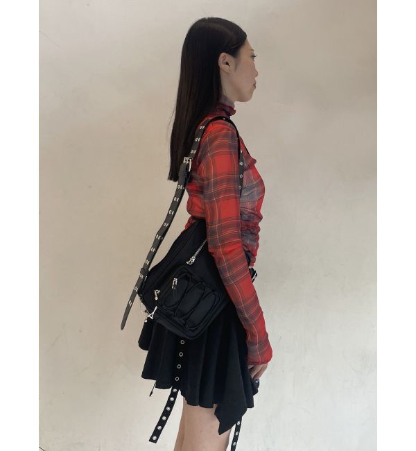 jouetie「チェックパターンギャザーシアートップス」|Tシャツ・カットソー|