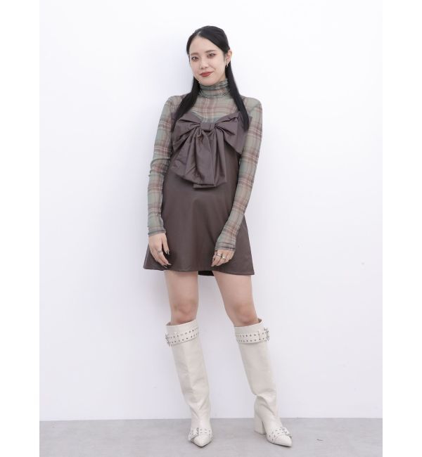 jouetie「チェックパターンギャザーシアートップス」|Tシャツ・カットソー|