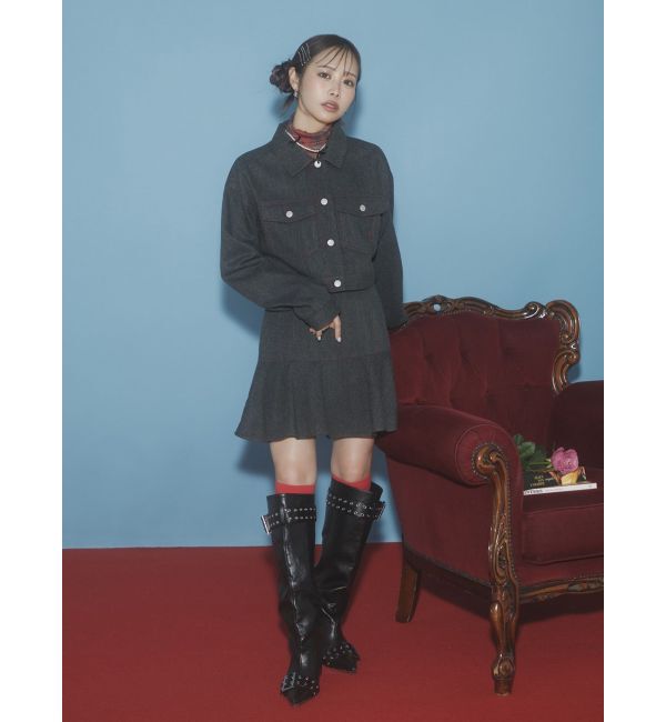 jouetie「チェックパターンギャザーシアートップス」|Tシャツ・カットソー|