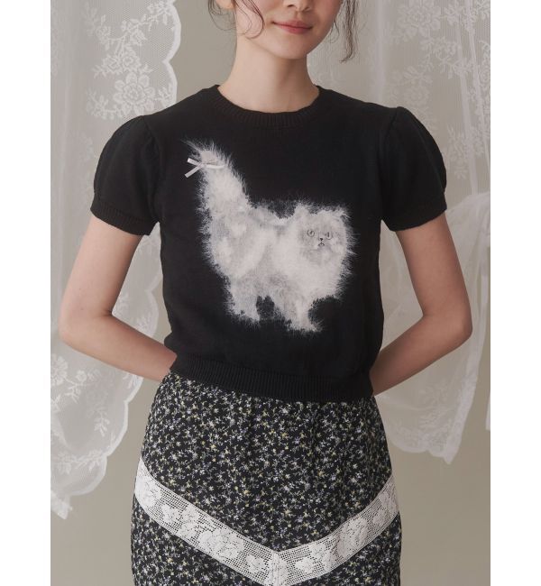 merry jenny「CATribbonニット」|ニット・セーター|ブラック