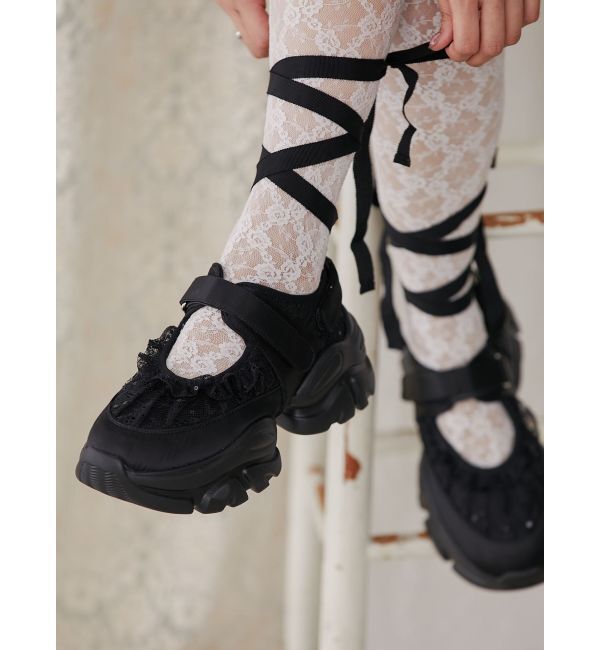 merry jenny「レースアップバレエスニーカー」|スニーカー|ブラック