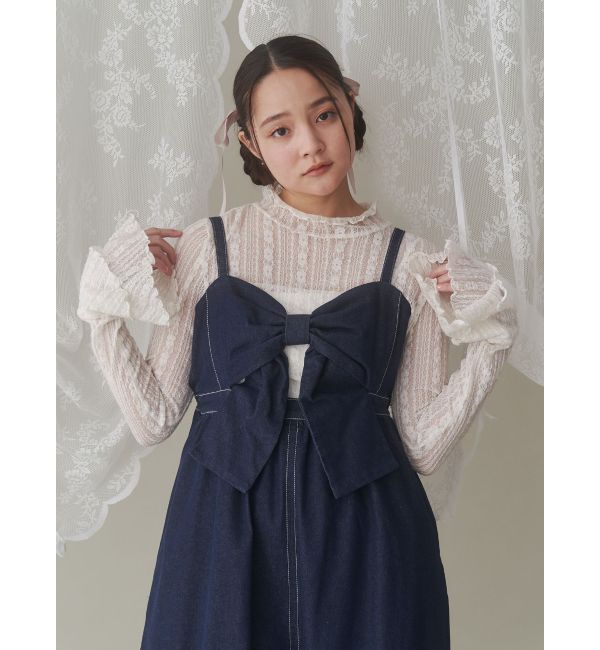 merry jenny「BIGリボンデニムキャミワンピース」|ワンピース|