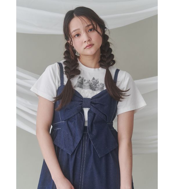 merry jenny「BIGリボンデニムキャミワンピース」|ワンピース|