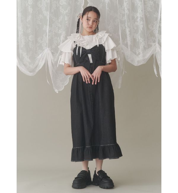 merry jenny「BIGリボンデニムキャミワンピース」|ワンピース|