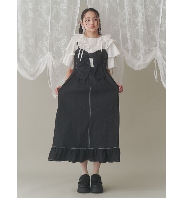 merry jenny「BIGリボンデニムキャミワンピース」|ワンピース|