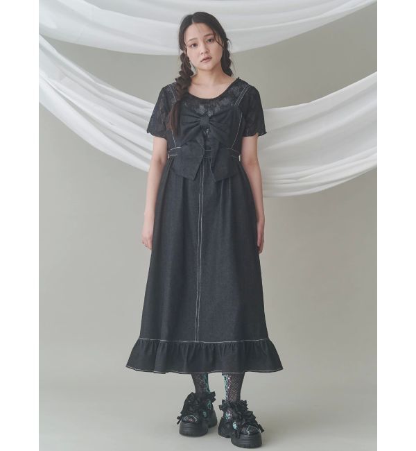 merry jenny「BIGリボンデニムキャミワンピース」|ワンピース|