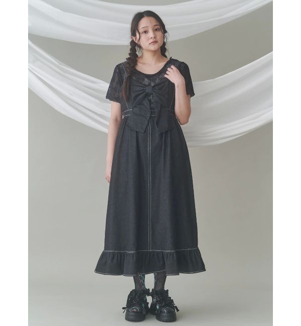 merry jenny「BIGリボンデニムキャミワンピース」|ワンピース|
