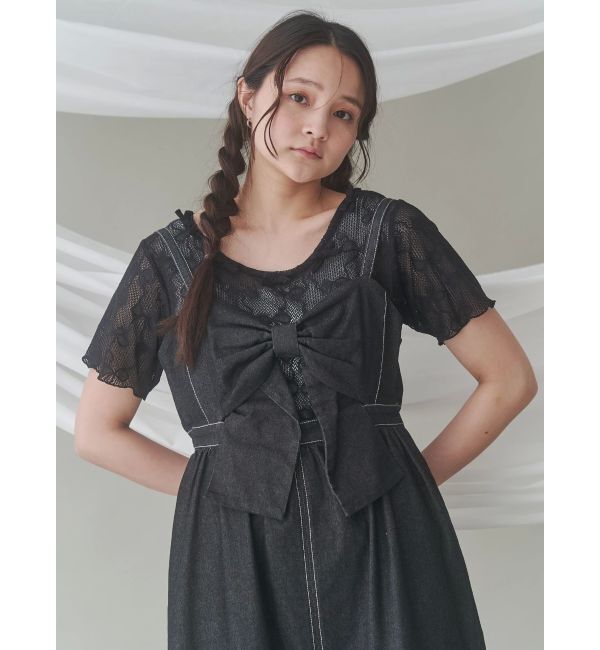 merry jenny「BIGリボンデニムキャミワンピース」|ワンピース|
