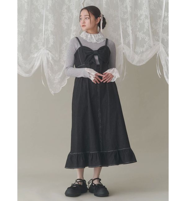 merry jenny「BIGリボンデニムキャミワンピース」|ワンピース|