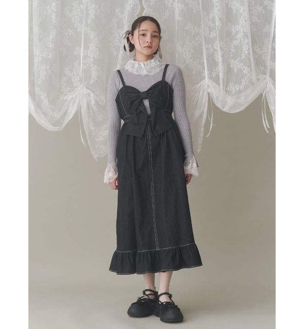 merry jenny「BIGリボンデニムキャミワンピース」|ワンピース|