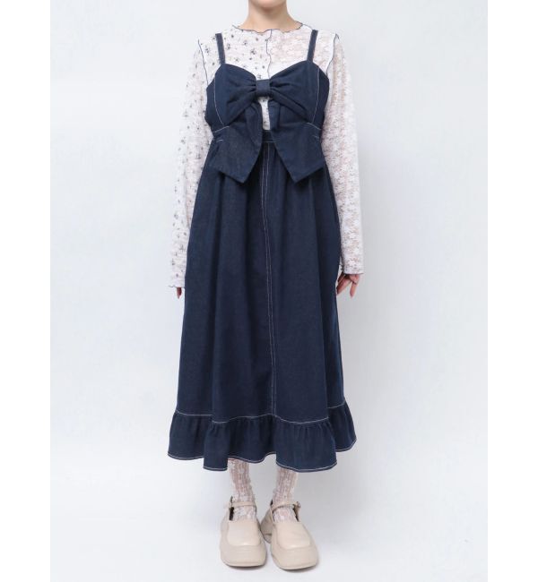 merry jenny「BIGリボンデニムキャミワンピース」|ワンピース|