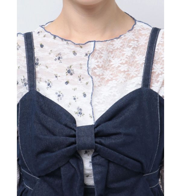 merry jenny「BIGリボンデニムキャミワンピース」|ワンピース|