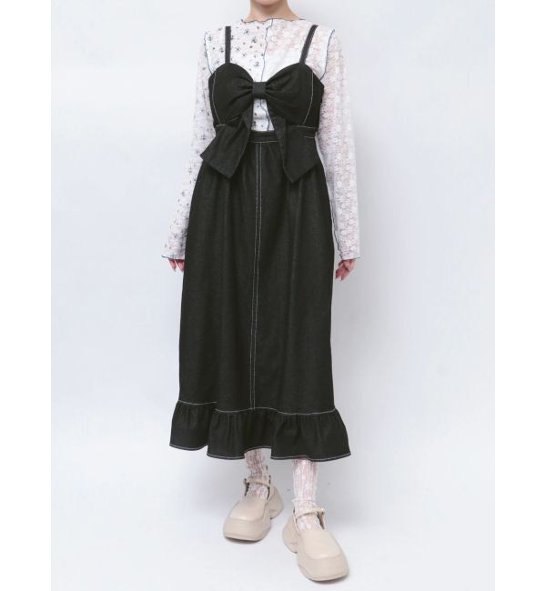 merry jenny「BIGリボンデニムキャミワンピース」|ワンピース|