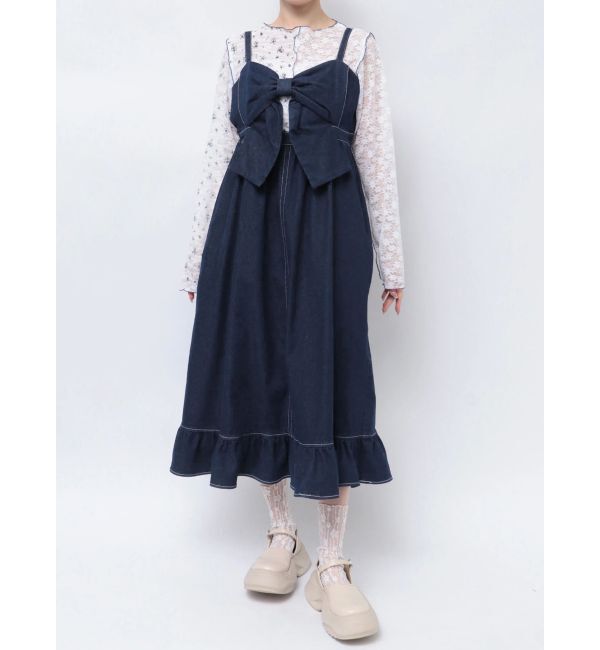merry jenny「BIGリボンデニムキャミワンピース」|ワンピース|