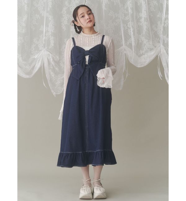 merry jenny「BIGリボンデニムキャミワンピース」|ワンピース|