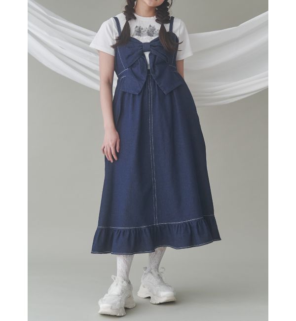 merry jenny「BIGリボンデニムキャミワンピース」|ワンピース|インディゴ