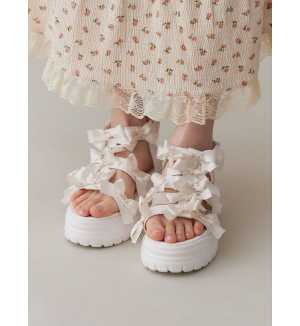 merry jenny「ribbon ribbonベルクロサンダル」|サンダル|アイボリー