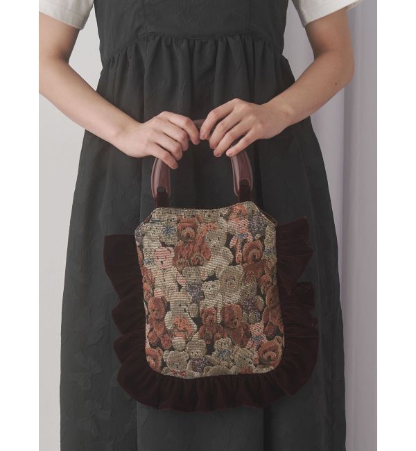 merry jenny「bearジャガードハンドバッグ」|ハンドバッグ|ボルドー