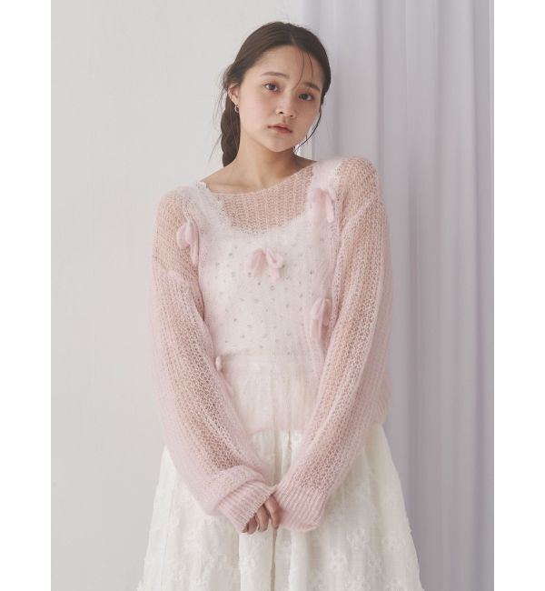 merry jenny「透かし編みリボンニット」|ニット・セーター|