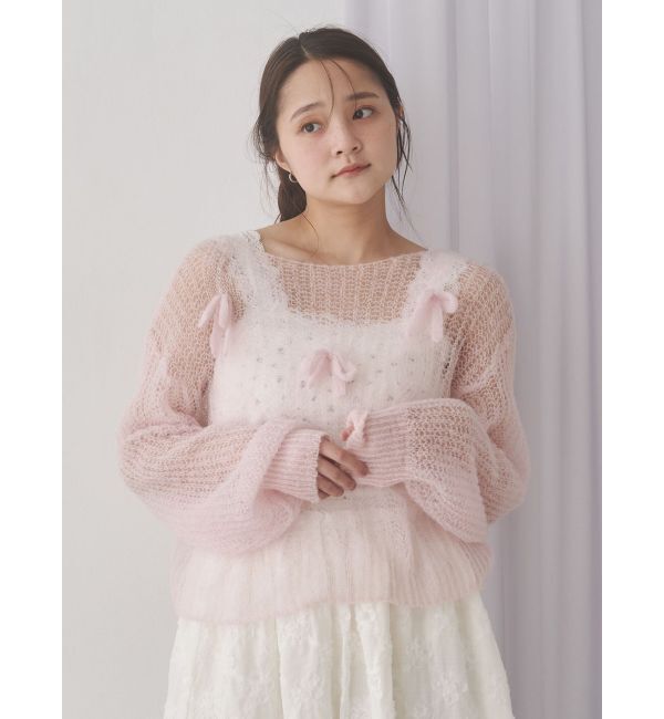 merry jenny「透かし編みリボンニット」|ニット・セーター|
