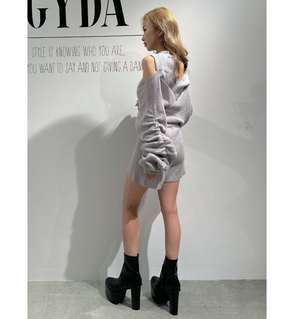 GYDA「アームギャザーニットロンパース」|ワンピース|