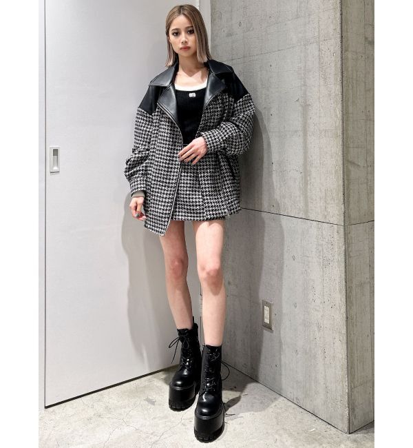 GYDA「ツイード異素材ライダースジャケット【SETUP着用可】」|ライダースジャケット|