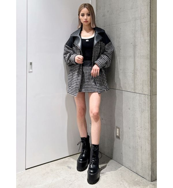 GYDA「ツイード異素材ライダースジャケット【SETUP着用可】」|ライダースジャケット|