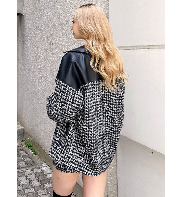 GYDA「ツイード異素材ライダースジャケット【SETUP着用可】」|ライダースジャケット|