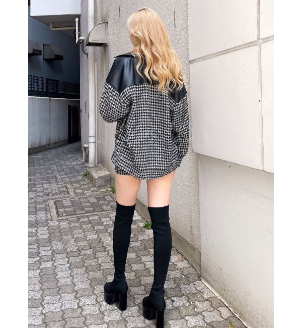 GYDA「ツイード異素材ライダースジャケット【SETUP着用可】」|ライダースジャケット|