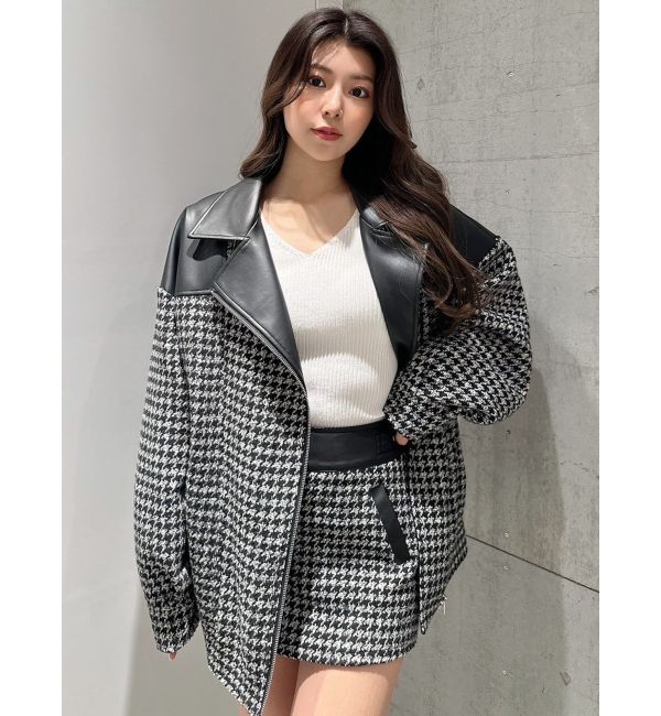 GYDA「ツイード異素材ライダースジャケット【SETUP着用可】」|ライダースジャケット|