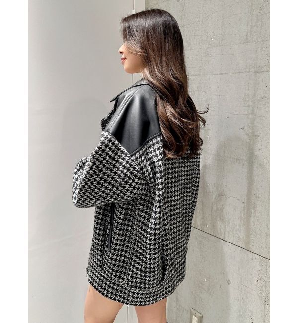 GYDA「ツイード異素材ライダースジャケット【SETUP着用可】」|ライダースジャケット|