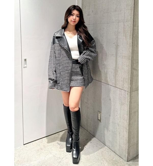 GYDA「ツイード異素材ライダースジャケット【SETUP着用可】」|ライダースジャケット|