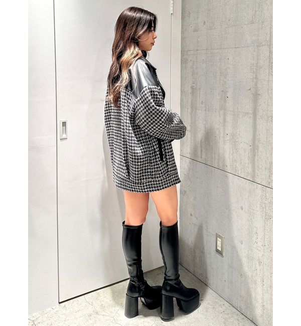 GYDA「ツイード異素材ライダースジャケット【SETUP着用可】」|ライダースジャケット|