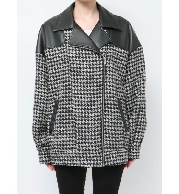 GYDA「ツイード異素材ライダースジャケット【SETUP着用可】」|ライダースジャケット|