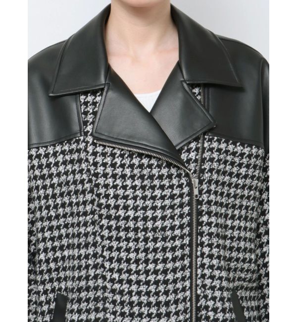 GYDA「ツイード異素材ライダースジャケット【SETUP着用可】」|ライダースジャケット|