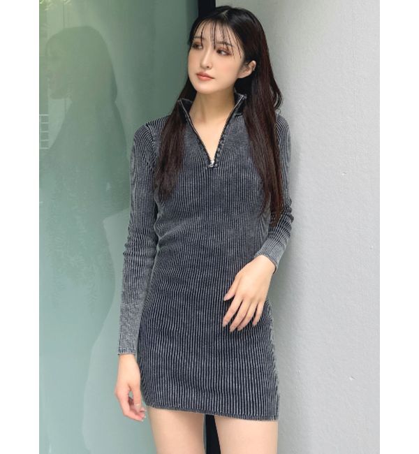 GYDA「ブリーチハーフZIP long sleeveニットワンピース」|ワンピース|