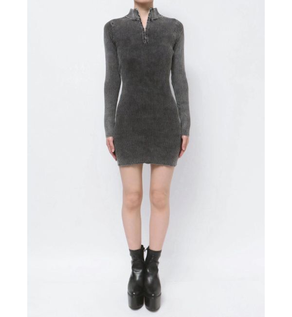 GYDA「ブリーチハーフZIP long sleeveニットワンピース」|ワンピース|
