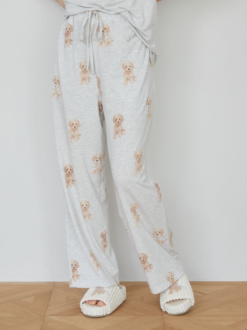 gelato pique「【ラッピング済み】トイプードルワンポイントTシャツ＆ロングパンツSET」|ルームウェア|