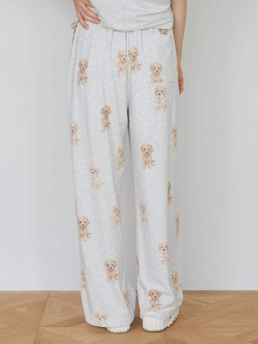 gelato pique「【ラッピング済み】トイプードルワンポイントTシャツ＆ロングパンツSET」|ルームウェア|