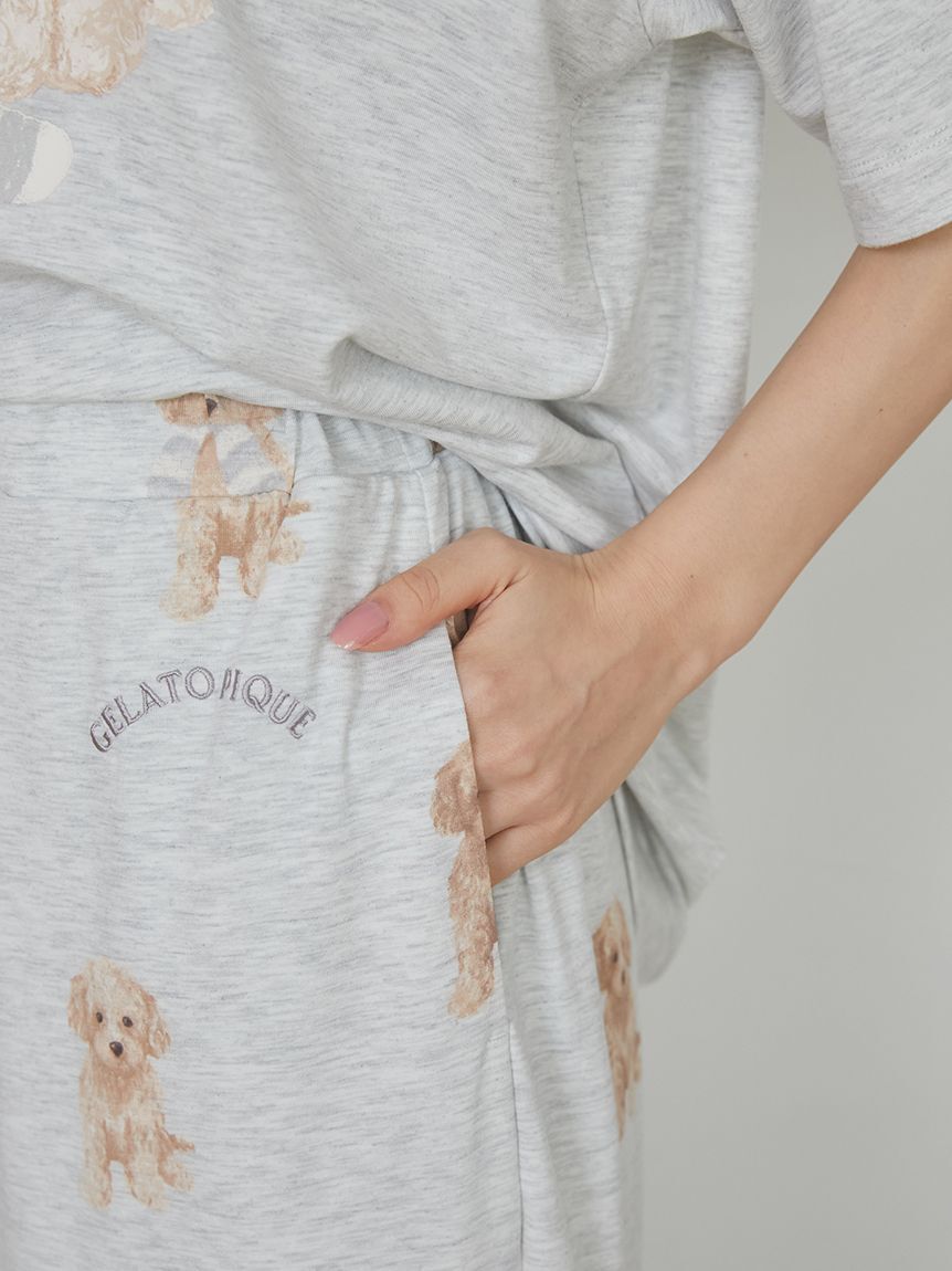 gelato pique「【ラッピング済み】トイプードルワンポイントTシャツ＆ロングパンツSET」|ルームウェア|