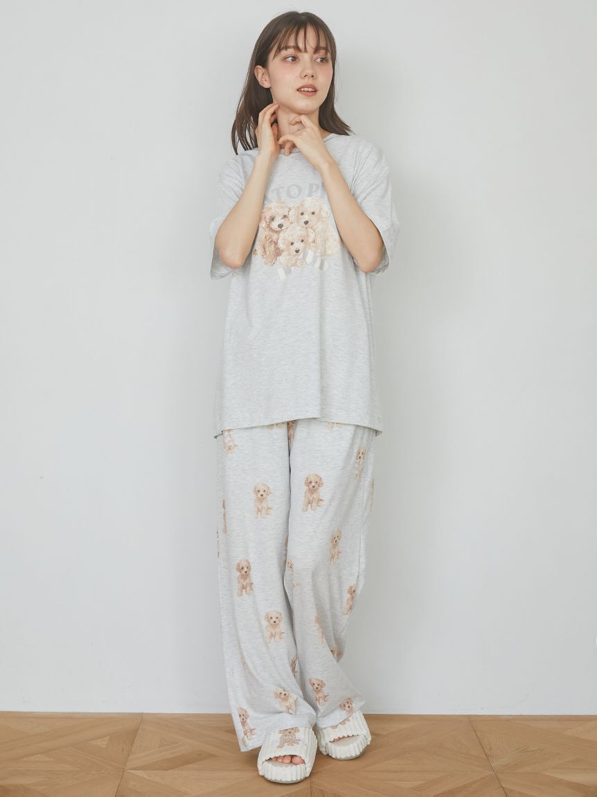 gelato pique「【ラッピング済み】トイプードルワンポイントTシャツ＆ロングパンツSET」|ルームウェア|