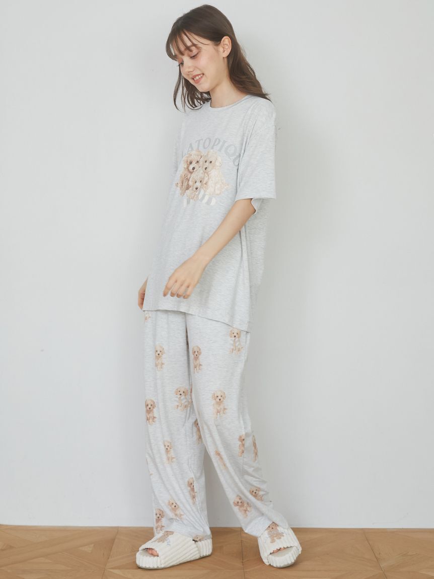 gelato pique「【ラッピング済み】トイプードルワンポイントTシャツ＆ロングパンツSET」|ルームウェア|