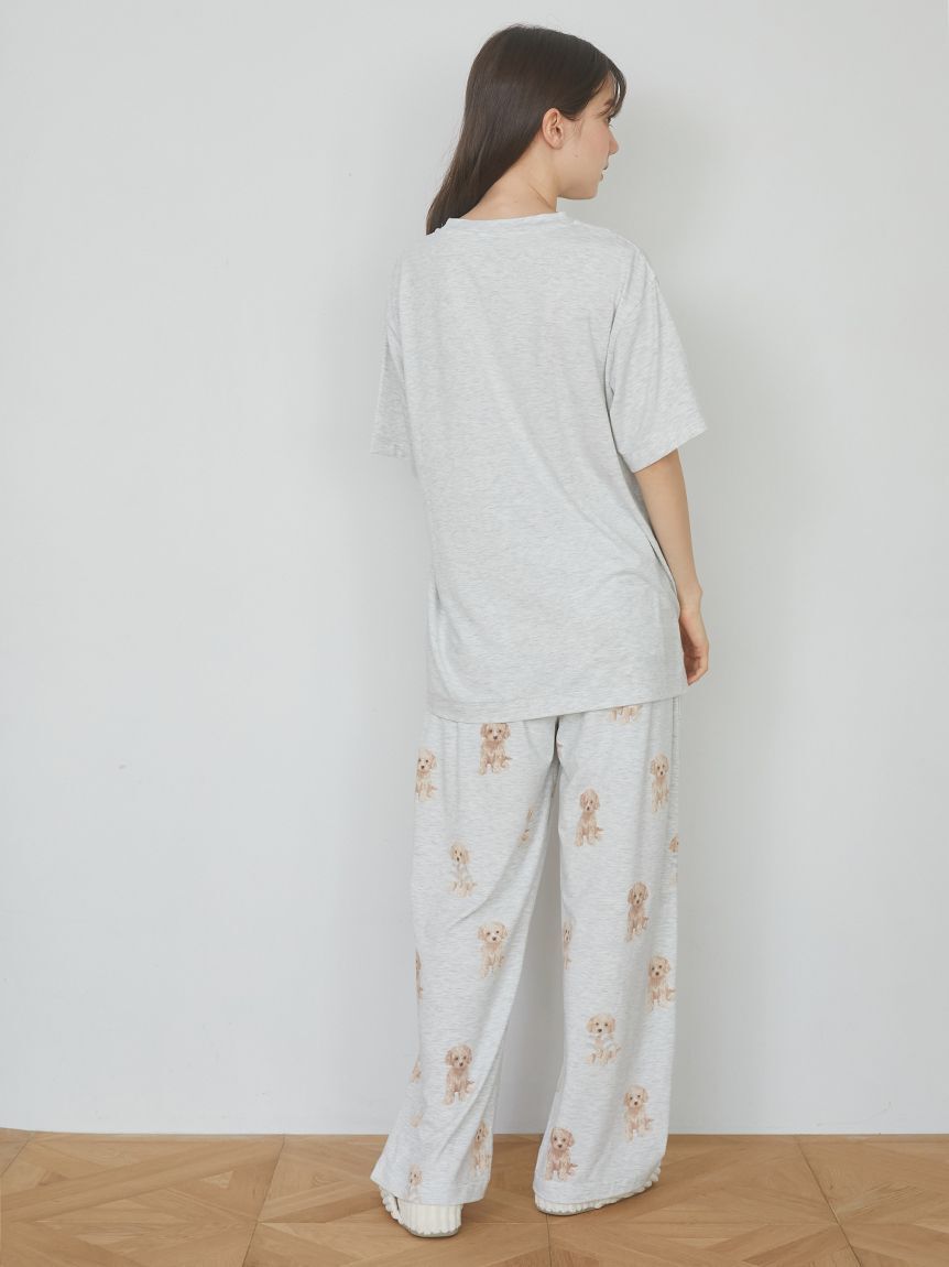 gelato pique「【ラッピング済み】トイプードルワンポイントTシャツ＆ロングパンツSET」|ルームウェア|