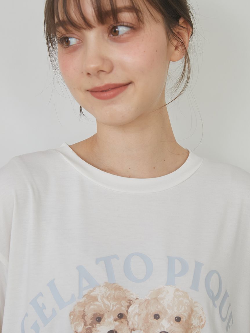 gelato pique「【ラッピング済み】トイプードルワンポイントTシャツ＆ロングパンツSET」|ルームウェア|