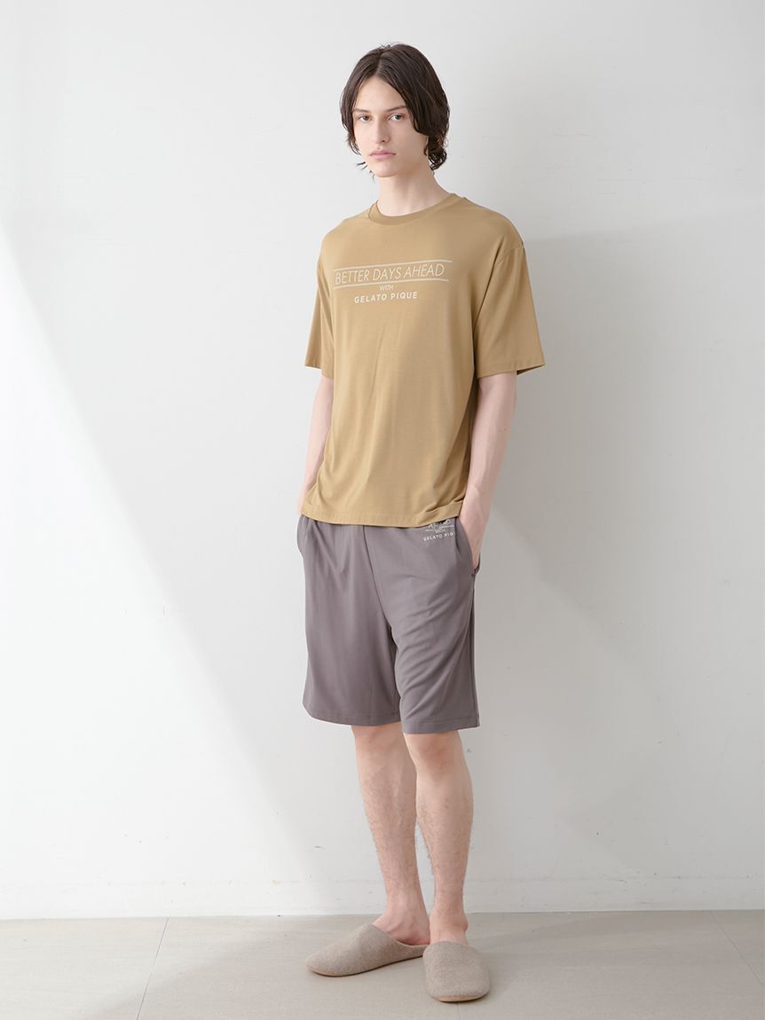 GELATO PIQUE HOMME「【HOMME】【接触冷感】クールレーヨンロゴTシャツ＆ハーフパンツセット」|ルームウェア|