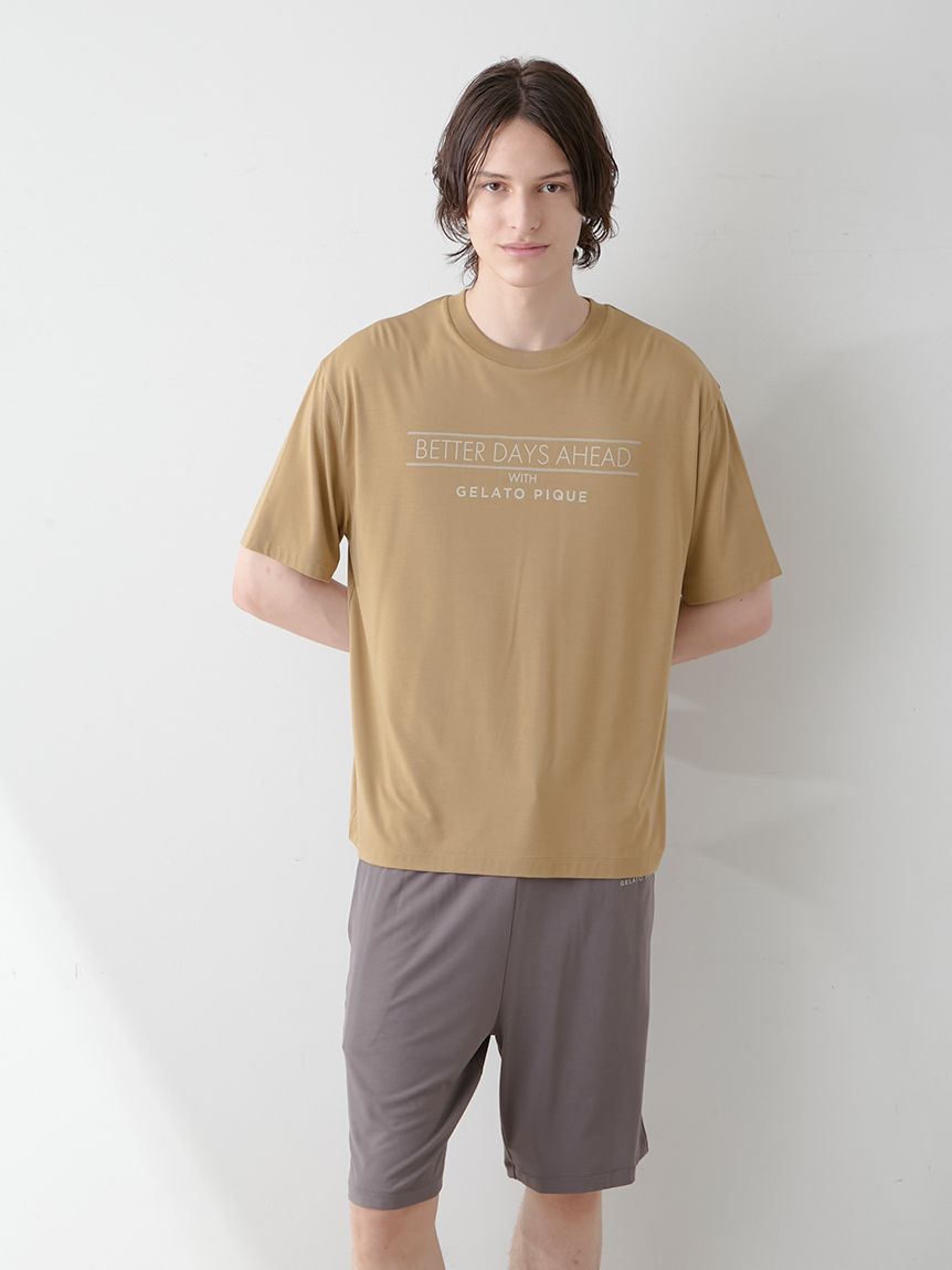 GELATO PIQUE HOMME「【HOMME】【接触冷感】クールレーヨンロゴTシャツ＆ハーフパンツセット」|ルームウェア|