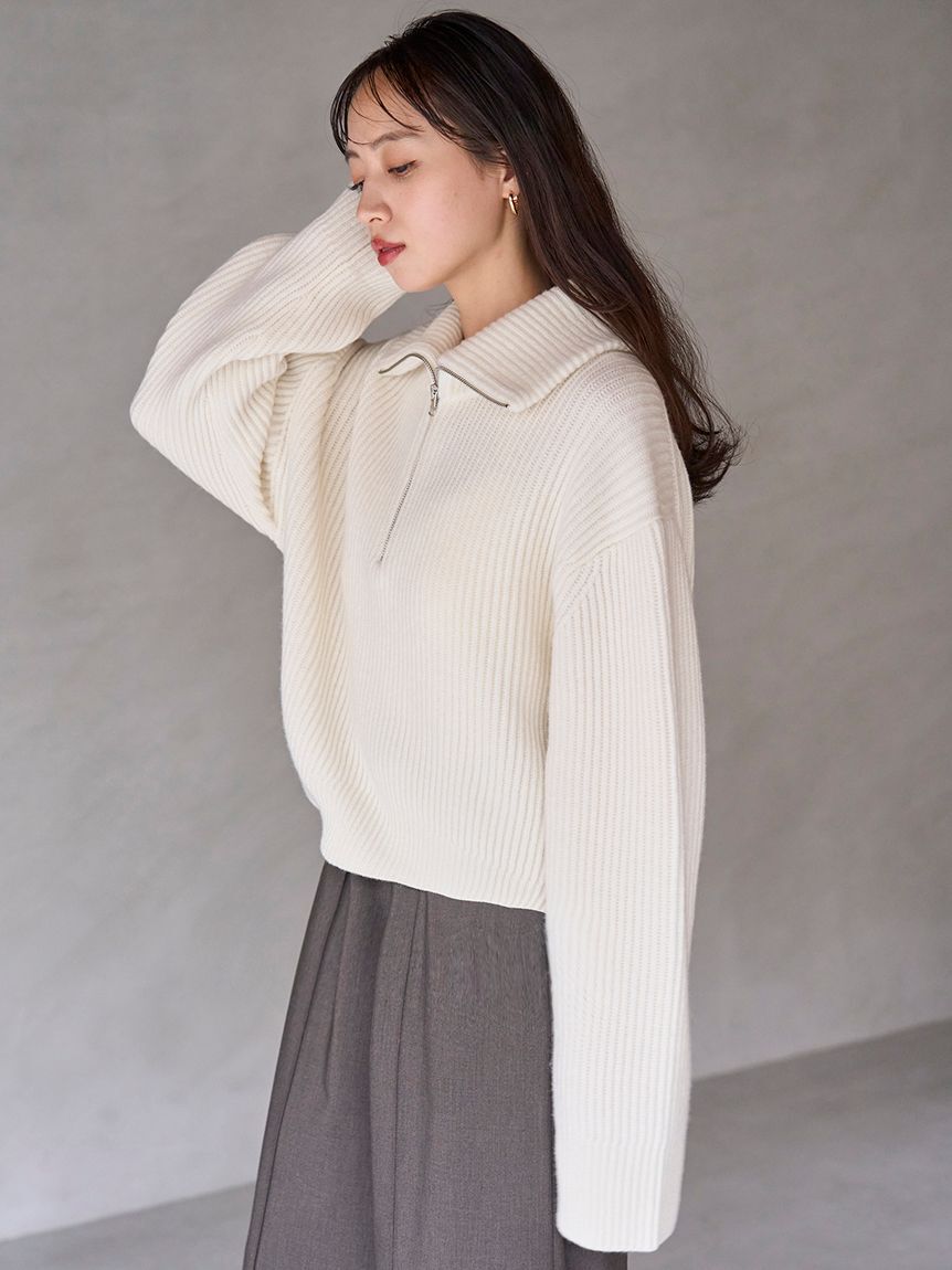 SNIDEL「ウールハーフジップニットプルオーバー」|ニット・セーター|